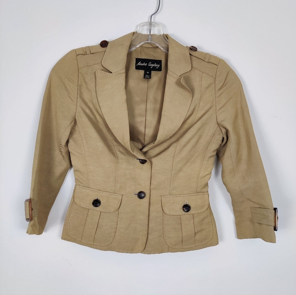 Sandra Angelozzi Women's Linen Blazer in Tan Size EU 30 Career Office